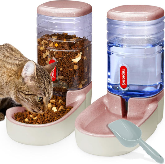 Automatic Pet Feeder and Water Dispenser Set for Small to Medium Pets - 3.8L Capacity, Ideal for Travel (Pink)