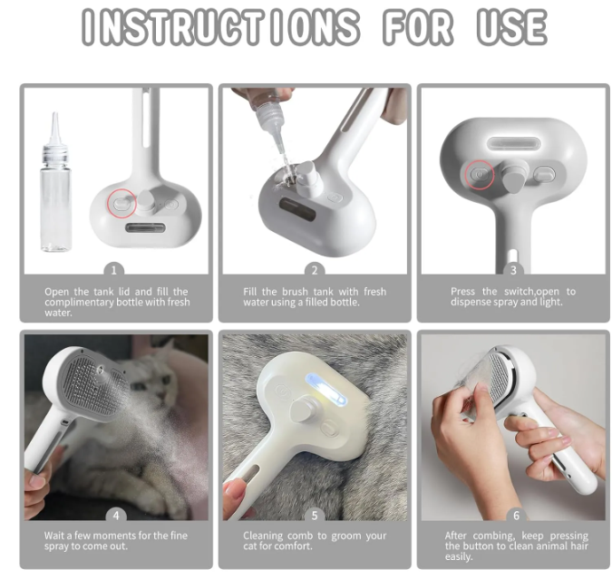 MistBrush™ Self-Spray Pet Brush