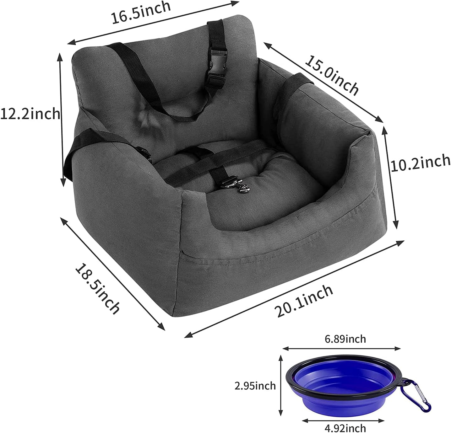 Pet Booster Car Seat for Small Dogs and Cats with Storage Pocket - Travel Safety Seat and Dog Bed