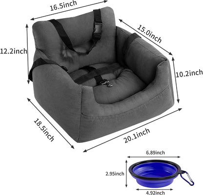 Pet Booster Car Seat for Small Dogs and Cats with Storage Pocket - Travel Safety Seat and Dog Bed