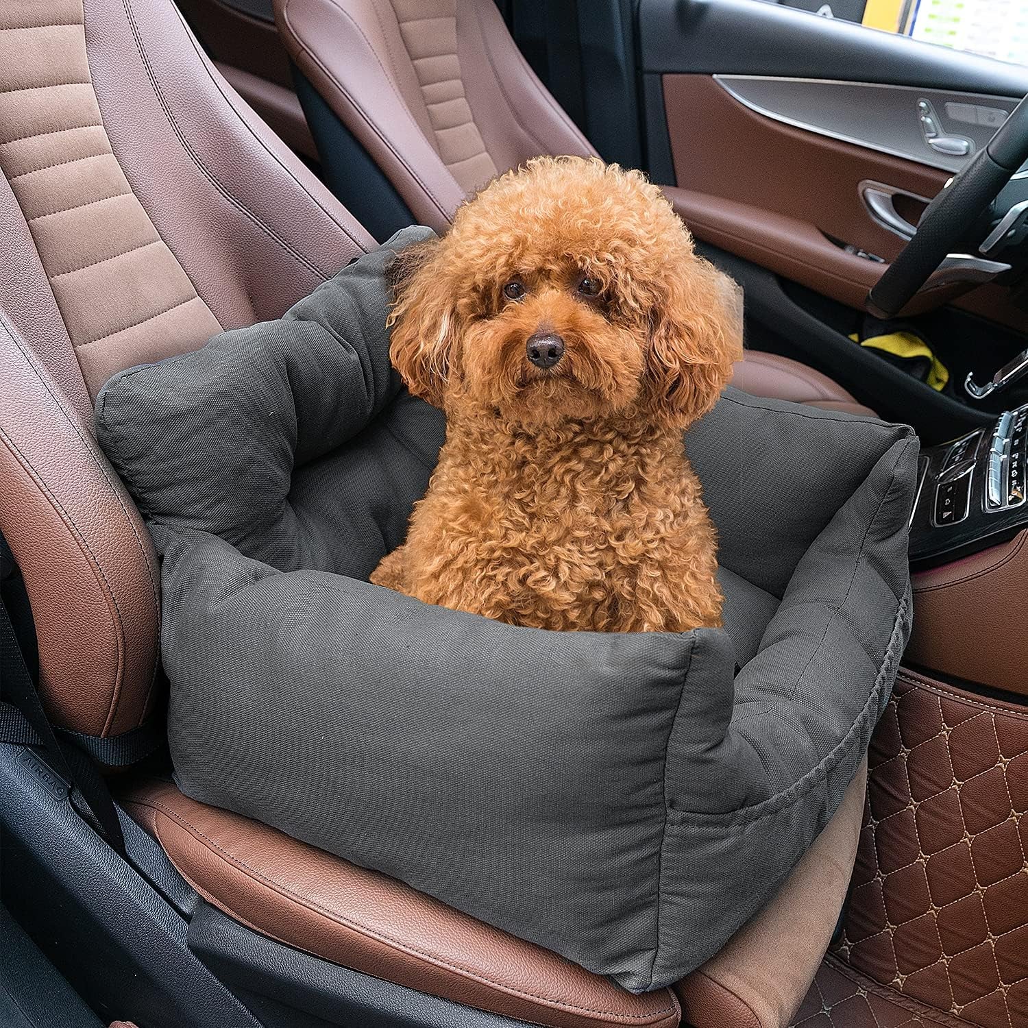 Pet Booster Car Seat for Small Dogs and Cats with Storage Pocket - Travel Safety Seat and Dog Bed