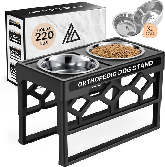 Adjustable Elevated Dog Feeding Station for Medium and Large Breeds with Stainless Steel Bowls and Anti-Slip Base